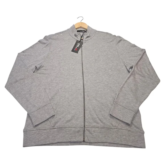 RLX Ralph Lauren Golf Mockneck Jacket Full Zip Stretch Hthr Grey Mens L NWT $228 - Picture 1 of 12